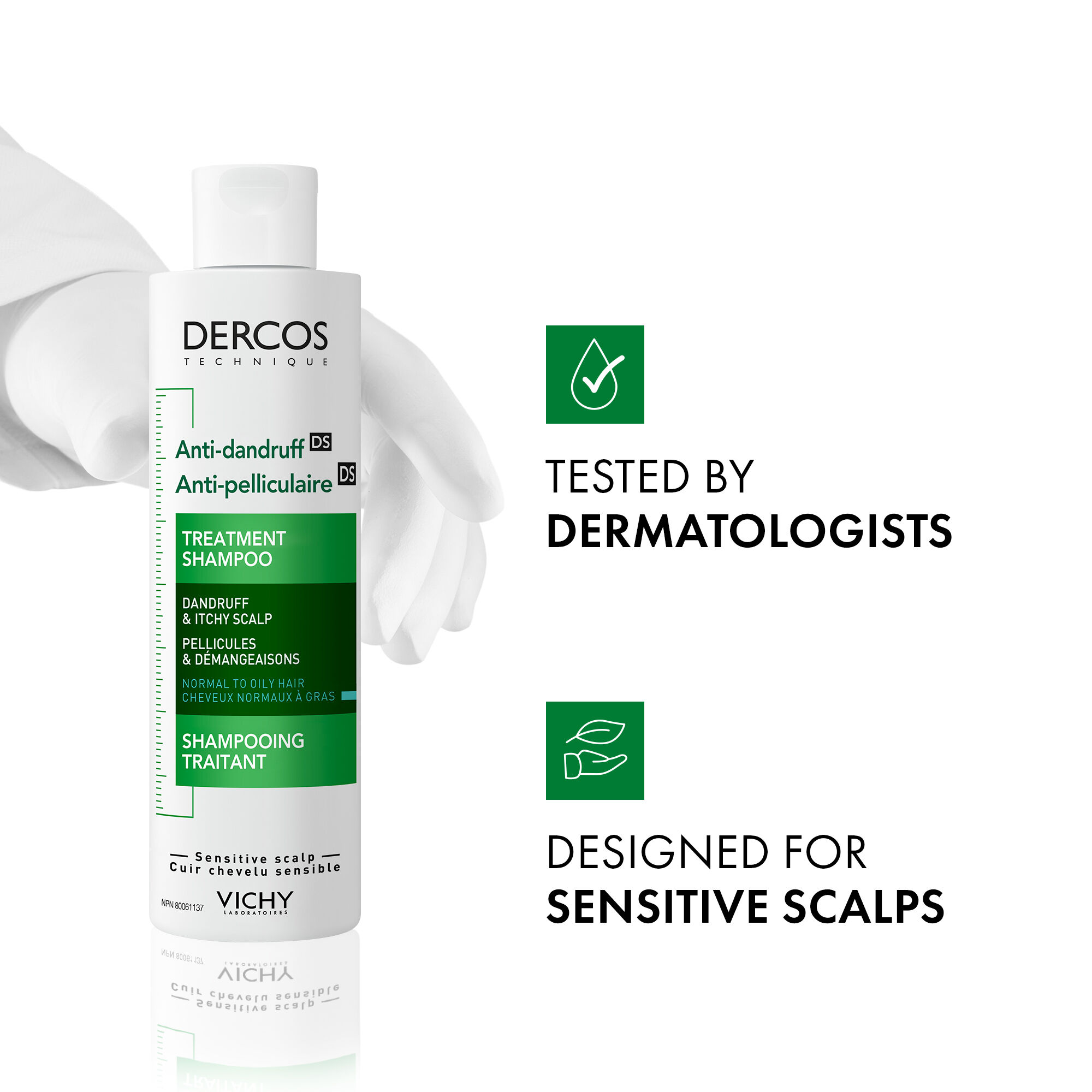 Dercos Anti-Dandruff Treatment Shampoo for Normal to Oily Hair