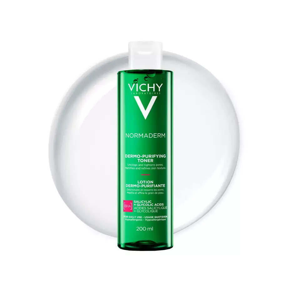Vichy Normaderm Purifying Pore-Tightening Toner 200ml for Oily & Blemish-Prone Skin, Refreshes, Refines the Look of Pores & Removes Residue for a Clearer, Mattified Complexion