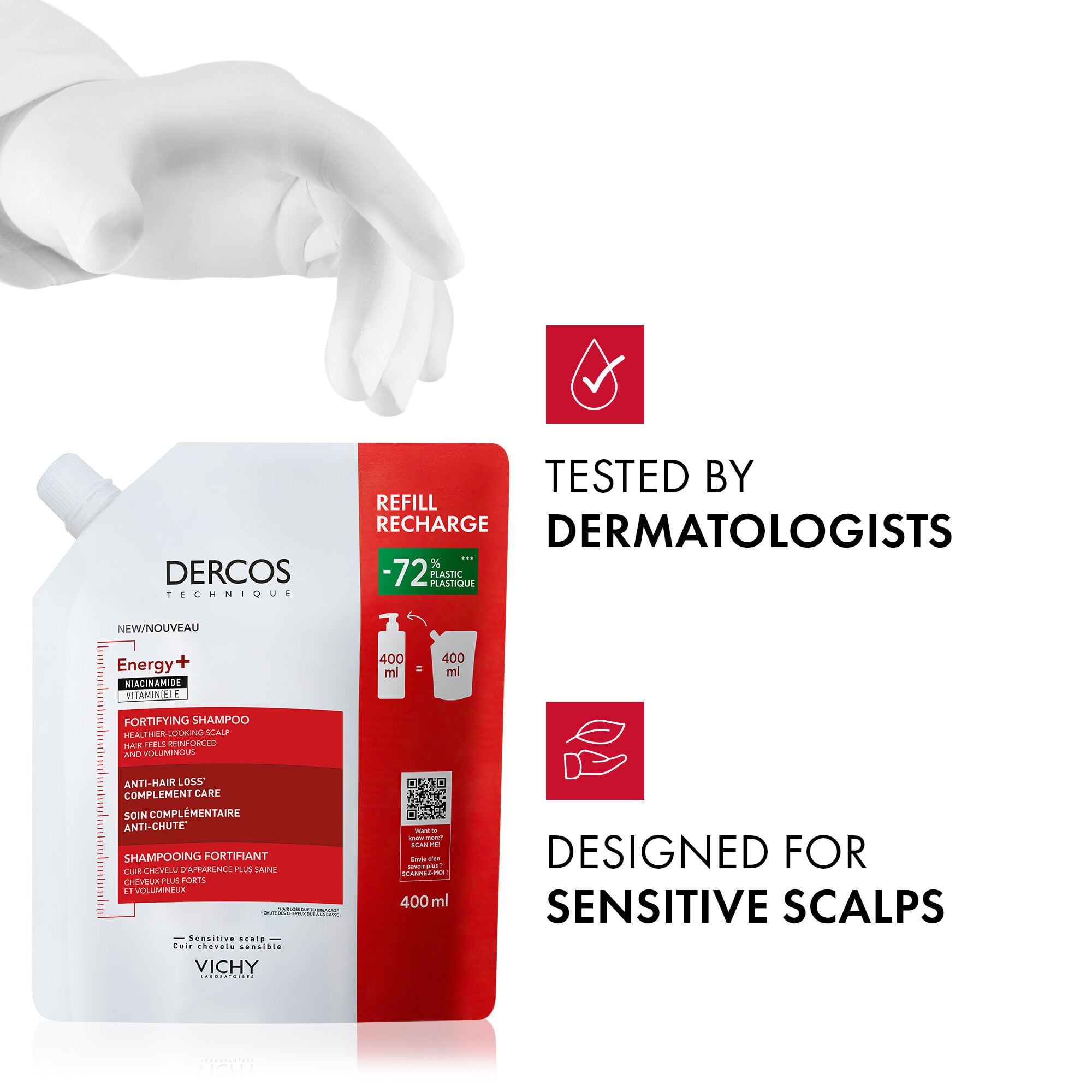 ECO-REFILL DERCOS ENERGY+ FORTIFYING SHAMPOO