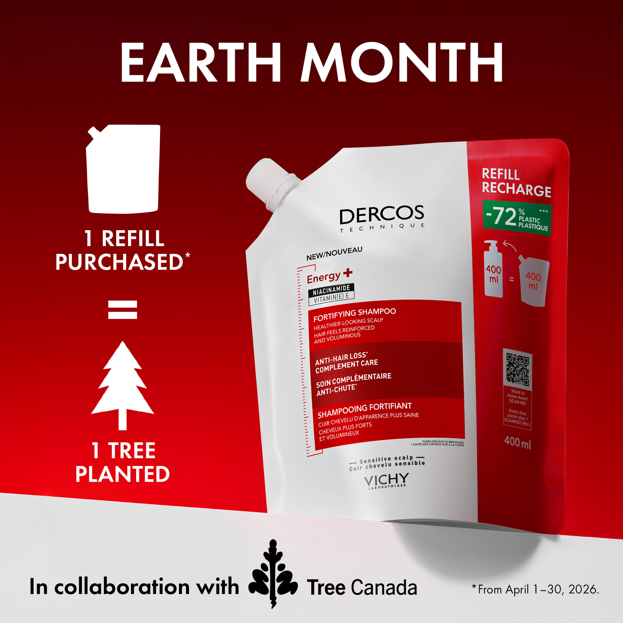 ECO-REFILL DERCOS ENERGY+ FORTIFYING SHAMPOO