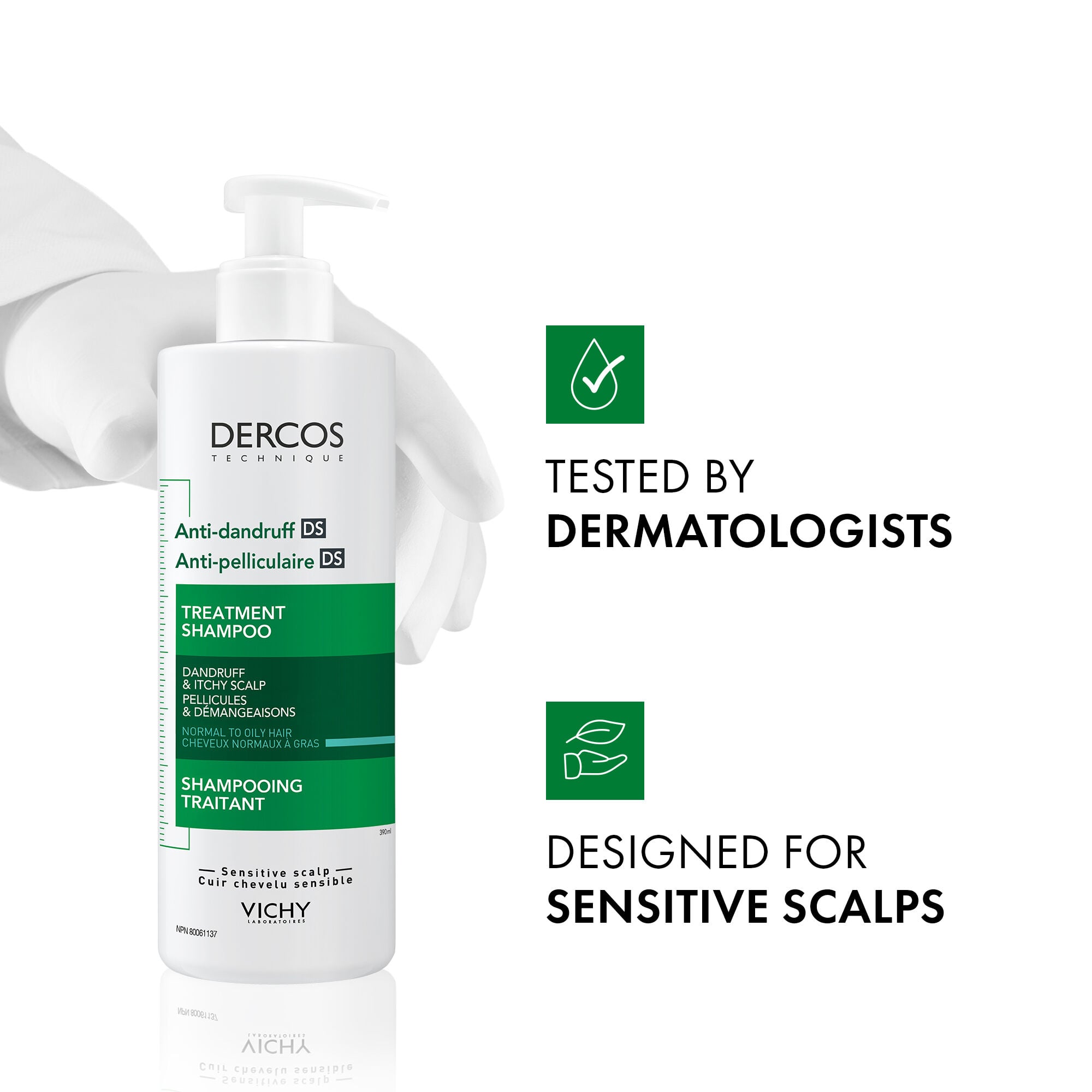 Dercos Anti-Dandruff Treatment Shampoo for Normal to Oily Hair