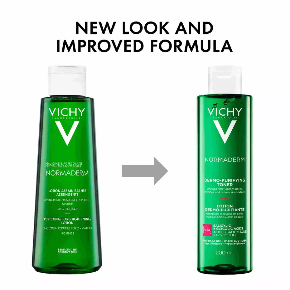 Vichy Normaderm Purifying Pore-Tightening Toner 200ml for Oily & Blemish-Prone Skin, Refreshes, Refines the Look of Pores & Removes Residue for a Clearer, Mattified Complexion
