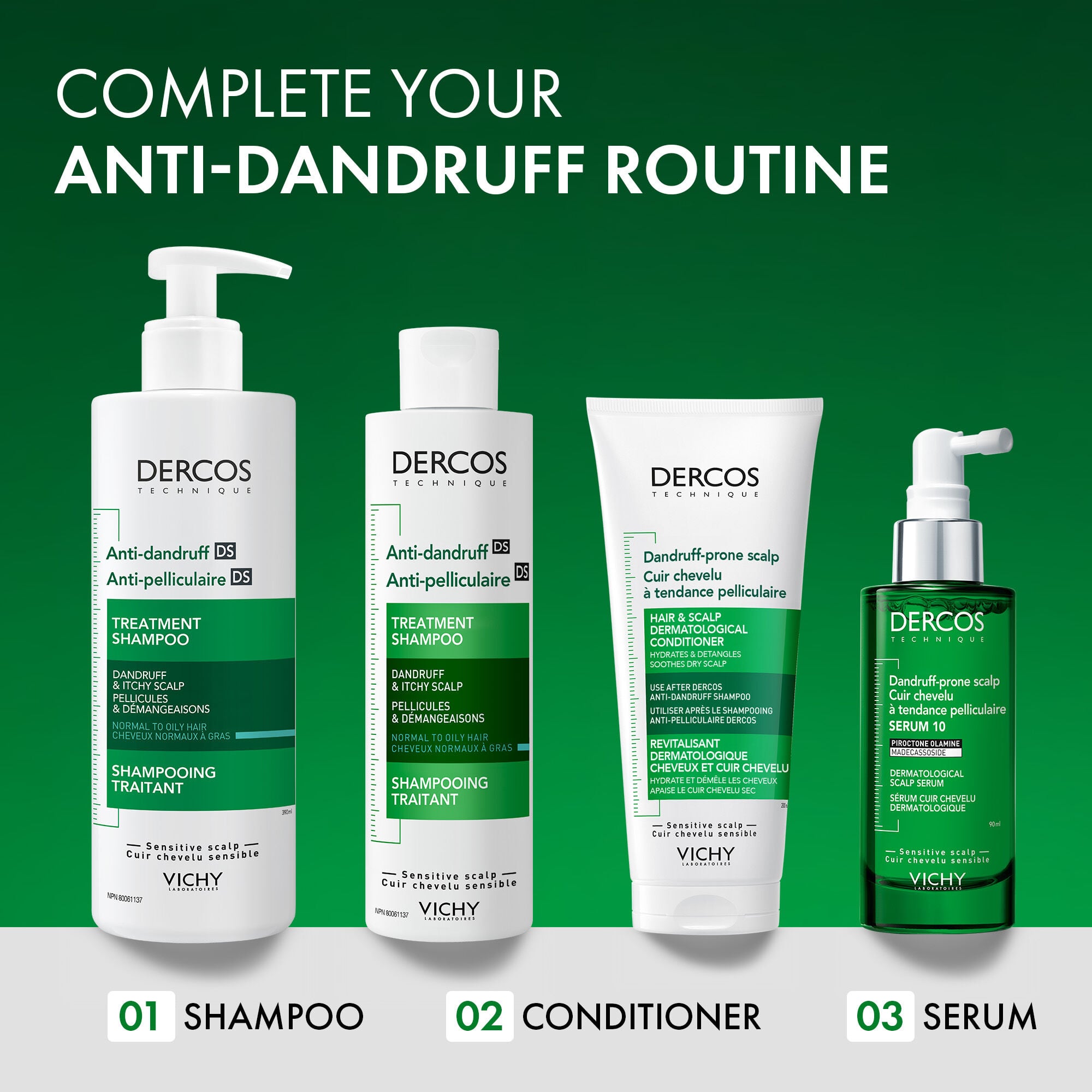 Dercos Anti-Dandruff Treatment Shampoo for Normal to Oily Hair