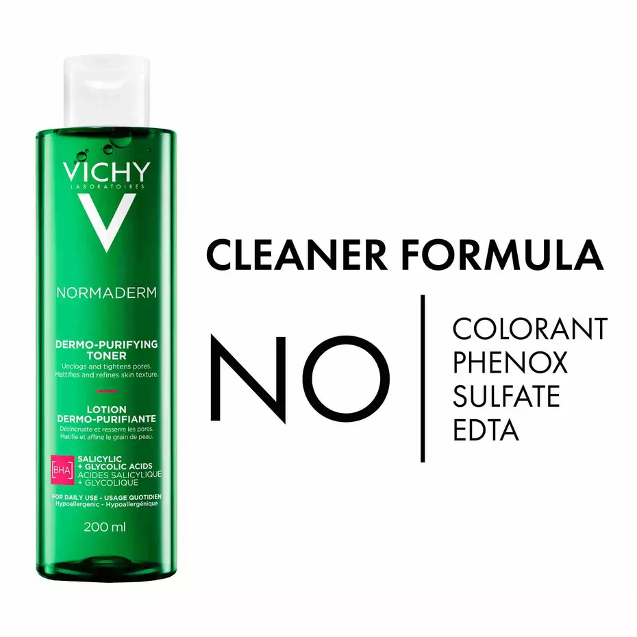 Vichy Normaderm Purifying Pore-Tightening Toner 200ml for Oily & Blemish-Prone Skin, Refreshes, Refines the Look of Pores & Removes Residue for a Clearer, Mattified Complexion
