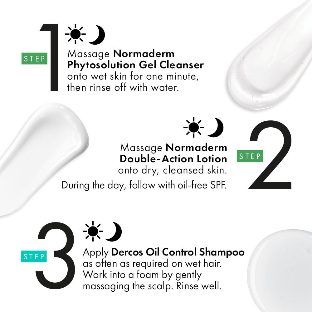 Normaderm routine for acne-prone skin & oily hair