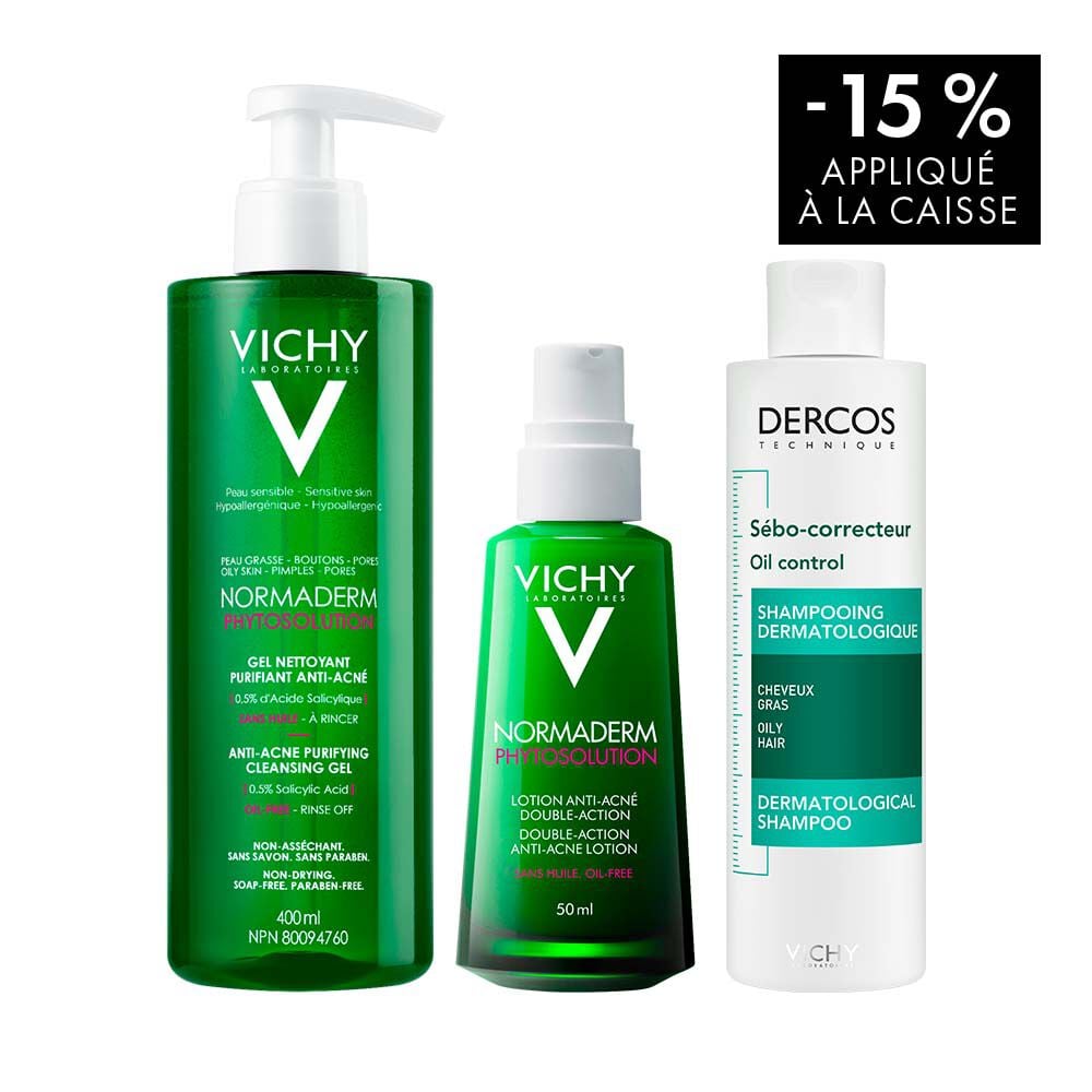 ensemble anti-acné pour peau grasse et cuir chevelu gras- Vichy