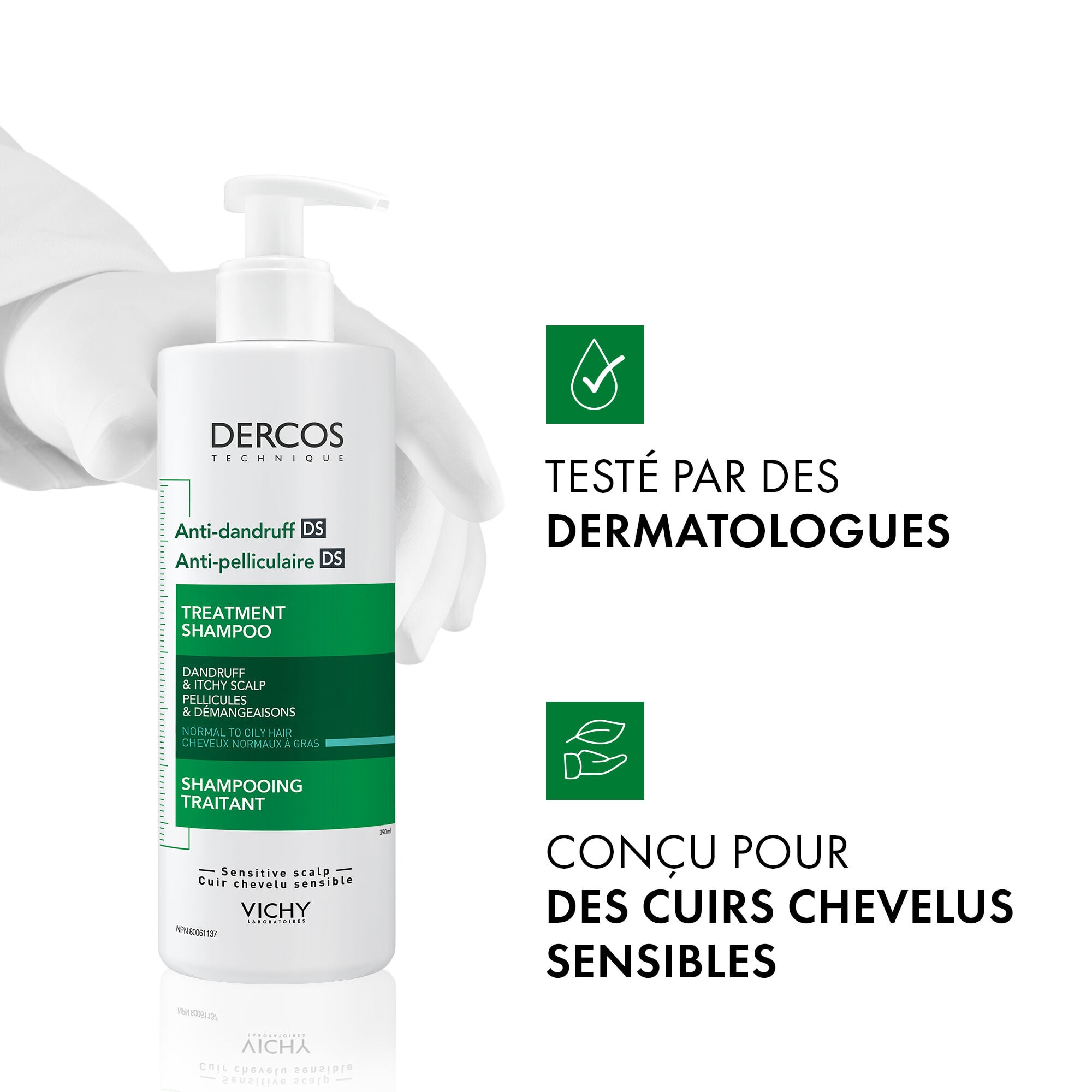 DERCOS SHAMPOOING ANTIPELLICULAIRE CHEVEUX NORMAUX A GRAS
