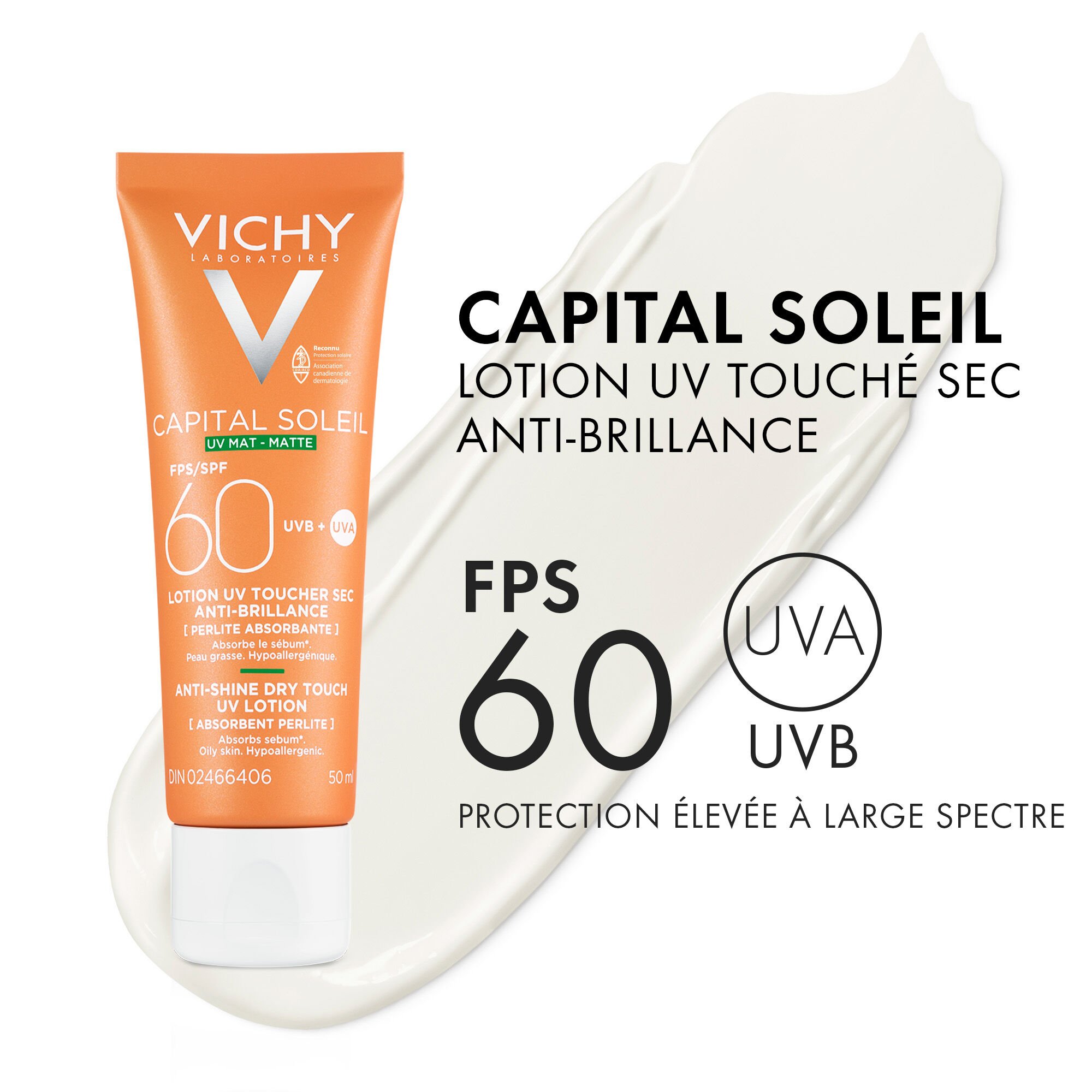 Lotion UV toucher sec anti-brillance FPS 60 Capital Soleil